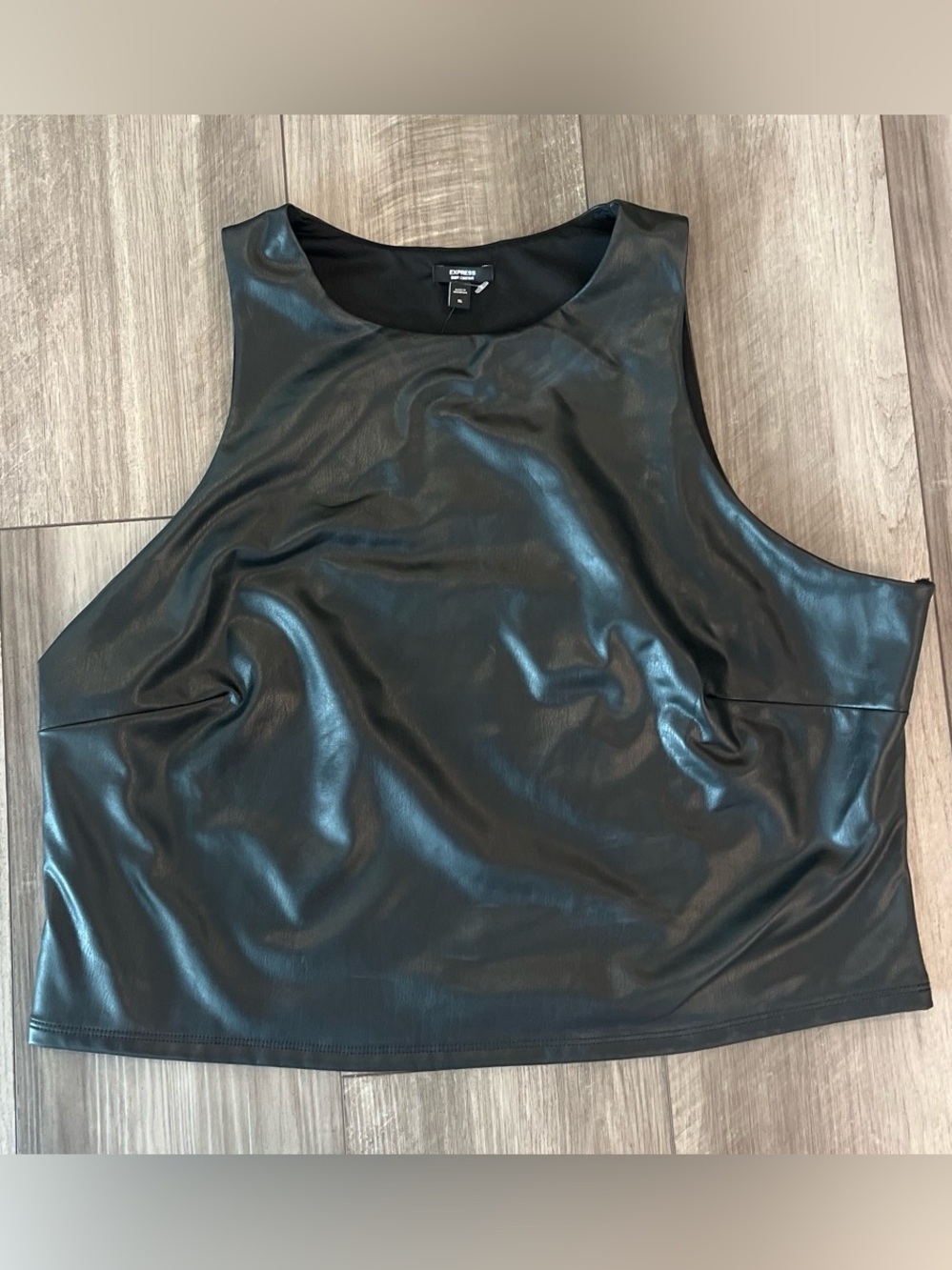 Express Black Faux-Leather Sleeveless Tank